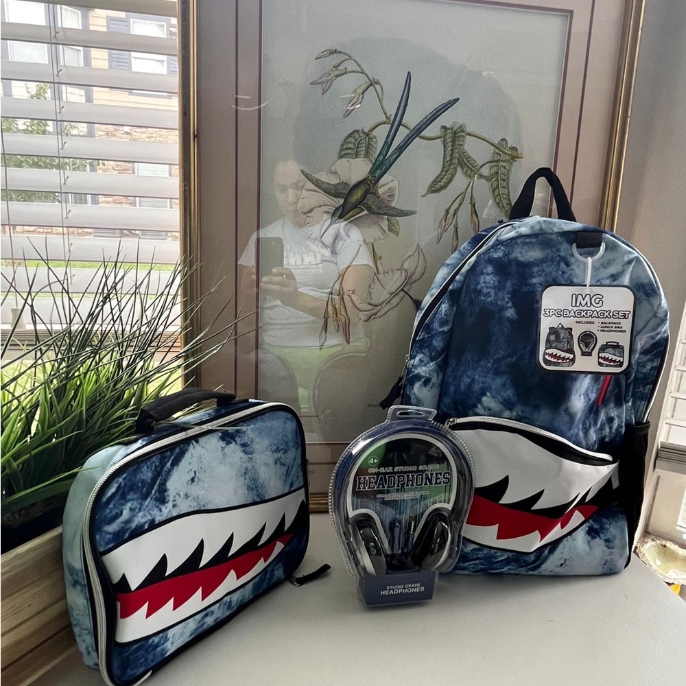 Kids Shark Backpack Set - Blue